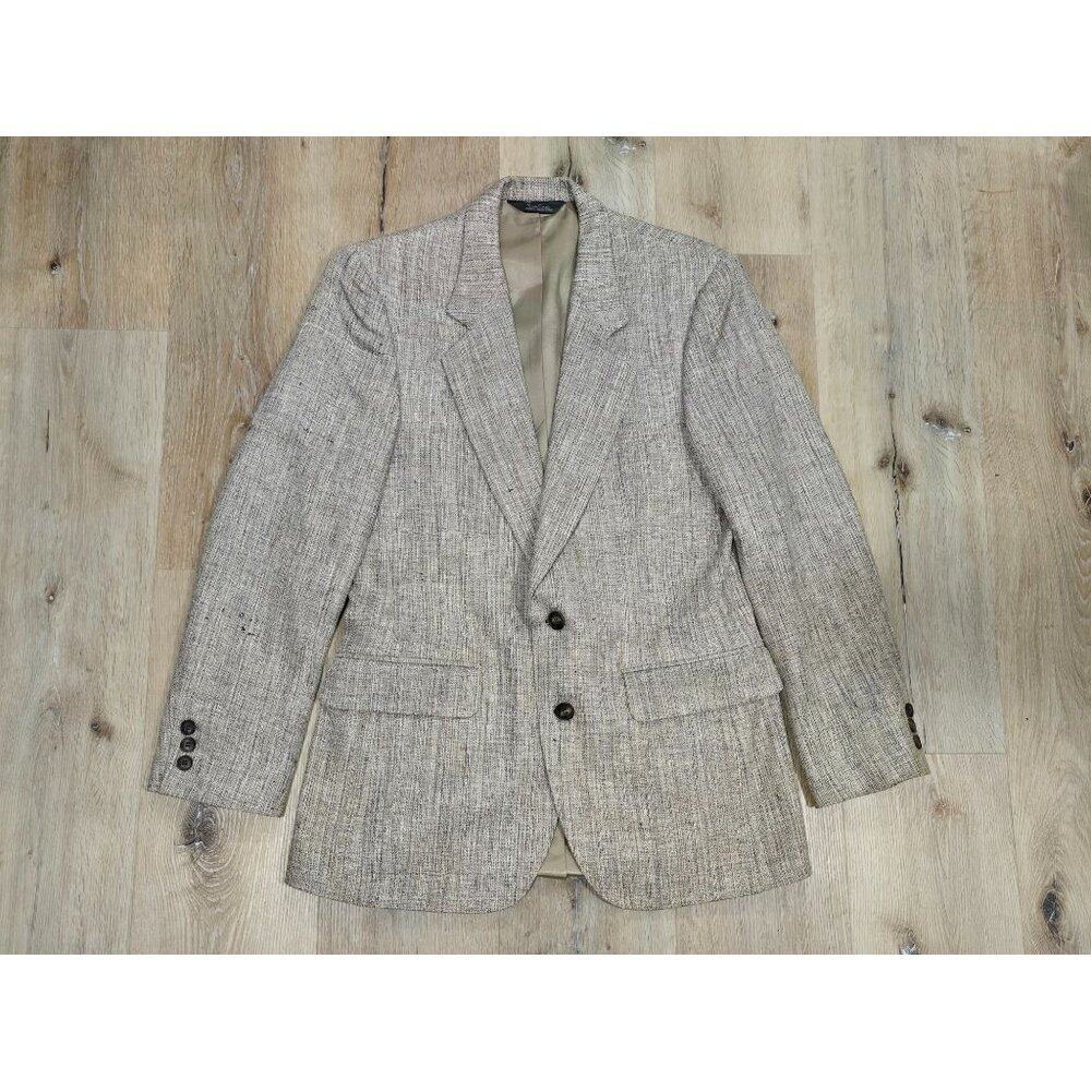 Vintage Pierre Cardin Tweed Blazer Mens 38S Tan Union Made Sport Coat